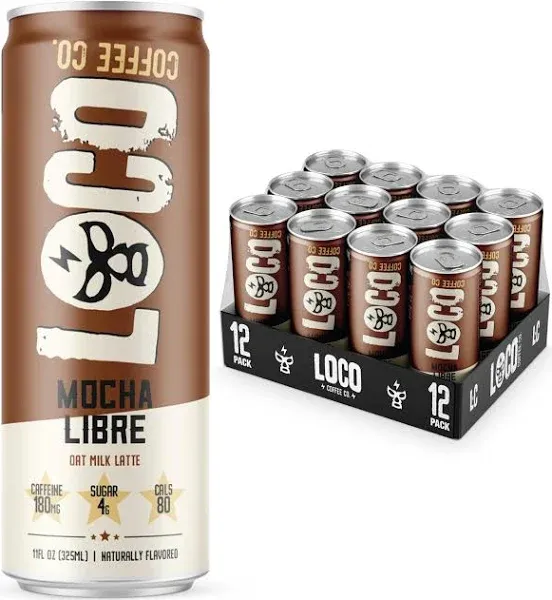 Loco Coffee Mocha Oat Milk Latte Cold Brew Coffee Mocha 11 Ounce Can 12 Count...