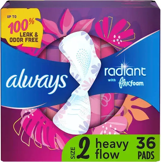 Always Radiant Feminine Pads For Women Size