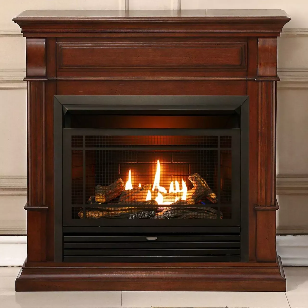 Duluth Forge Dual Fuel Ventless Gas Fireplace - 26,000 BTU, Remote Control, Chestnut Oak Finish