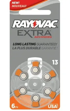 60 Rayovac Extra Advanced, Hearing Aid Batteries Size 13 (60 Batteries)