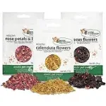 Exotic Nutrition Flower Treat 3 Pack - Healthy Assortment - Hibiscus, Calendula, Rose - for Squirrels, Guinea Pigs, Rabbits, Chinchillas, Prairie Dogs, Degus, Hamster, Gerbils, & Other Herbivores