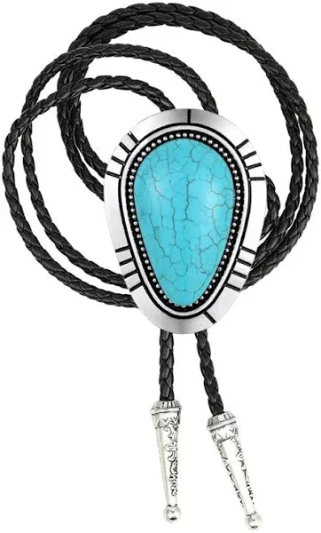 HUABOLA CALYN Bolo tie, Handmade Round Shape Western Cowboy Bola tie black