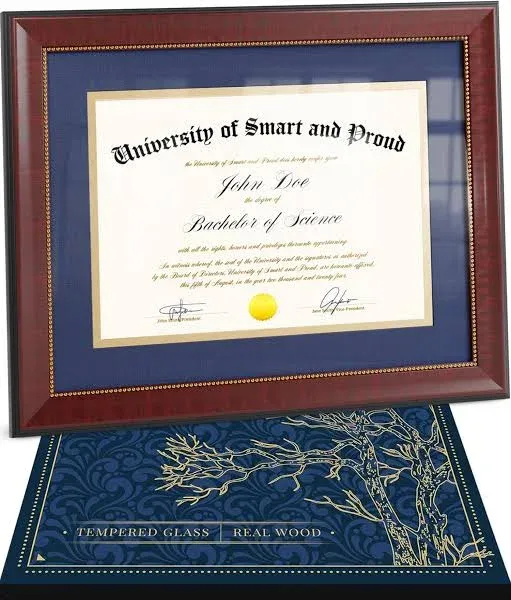 Wooden Certificate Frame – Diploma Frame 8.5 x 11 with Mat – 11x14 without Ma...