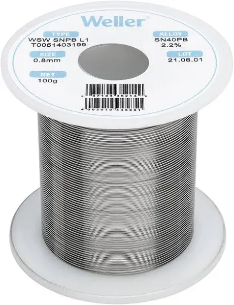 Weller T0051403099 WSW SNPB L1 Solder Wire, 1,0mm, 100g