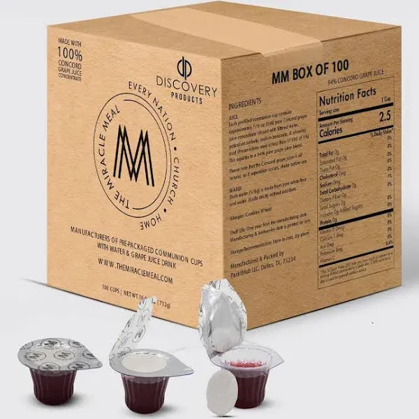 Discovery Products Prefilled Communion Cups and Wafer Set & Juice - Pack of 100