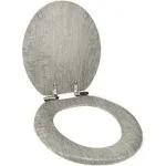 Ginsey Home+Solutions Distressed Grey Wood Round Toilet Seat