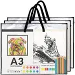 SUNEE 19x25 Art Portfolio Bag, 3 Packs Artist Supply Organizer with Handle, Zippered Storage Folder for Artwork, Poster, Scrapbook, Keepsake and