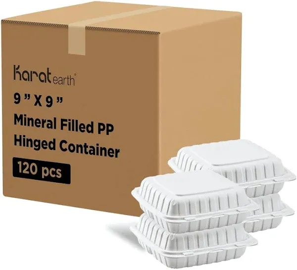 Karat Earth 9" x 9" Mineral Filled PP Hinged Container