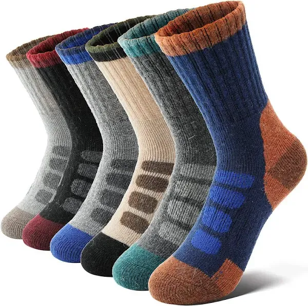 Anlisim Kids Merino Wool Thermal Hiking Socks (6 Pairs)