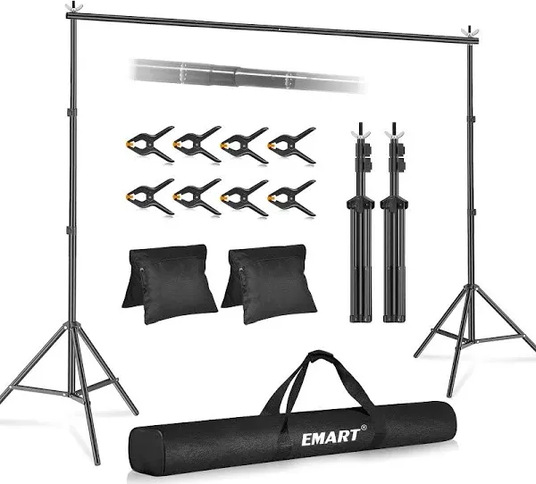 EMART Backdrop Stand Photo Studio Adjustable Background Stand Support Kit with 2 Crossbars Backdrop