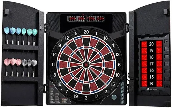 MD Sports New Haven Electronic Dartboard with Cabinet