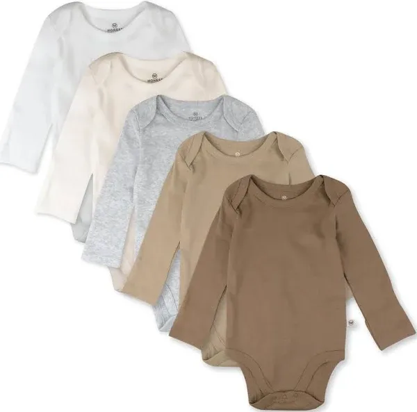 HonestBaby 5-Pack Organic Cotton Long Sleeve Bodysuits