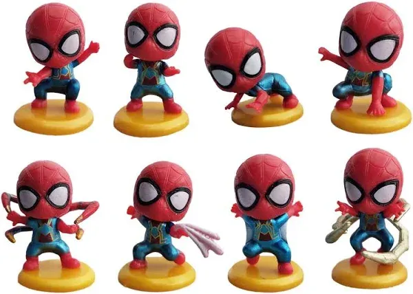 Spiderman Cake Toppers Picks for Kids Birthday Party, Baby Shower Cake Decorations (Spiderman 8pcs)