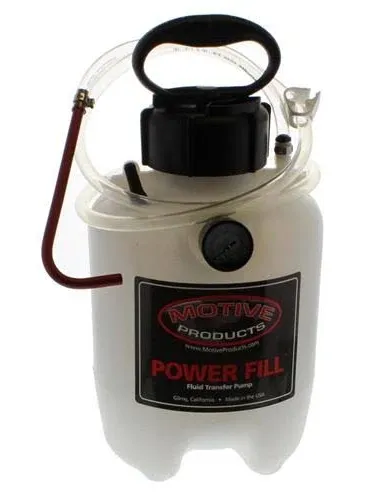 Motive Products 1745 Power Fill Pro Fluid Transfer Pump 2 GAL Tank with Schraeder Valve, Ball Valve Shutoff, and Hose, 8 Quart Capacity