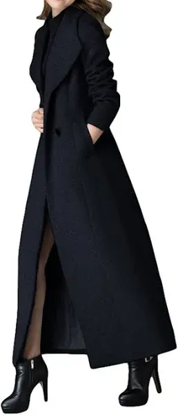 Women's cashmere coat Long Trench Coat black Woolen coat