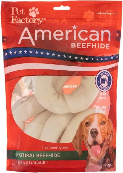 Pet Factory American Beefhide Donuts Chicken Flavored 3" Dog Chew Treats