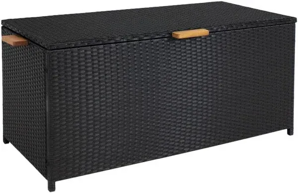 Sunnydaze Decor Resin Wicker Indoor/Outdoor Storage Deck Box with Handles