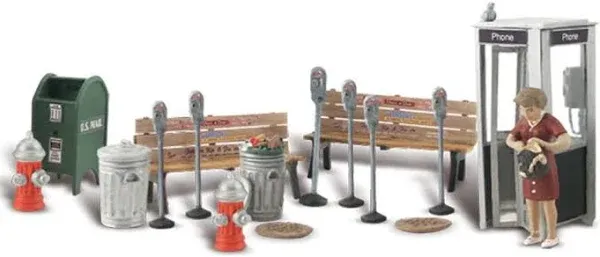 Woodland Scenics Street Accessories (Benches, Fire Hydrants, Parking Meters etc.) O Scale