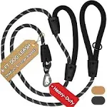 6 Foot Dog Leash, 2 Extra Padded Handles, Heavy Duty No Pull Rope 6FT, Black 