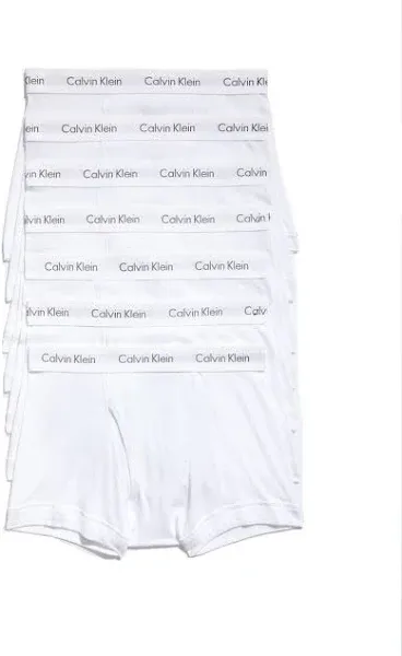 New Calvin Klein CK‎ Cotton Classics 7-Pack Trunk, White, Men&#x27;s Size X- Large