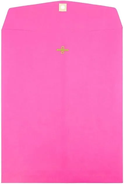 JAM PAPER 9 x 12 Colored Envelopes with Clasp Closure - Ultra Fuchsia Hot Pink - 50/Pack