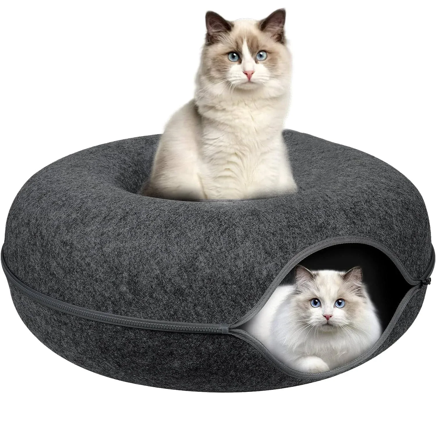 Cat Tunnel Bed, Peekaboo Cat Cave, Cat Tunnels for Indoor Cats, Donut Cat Bed...