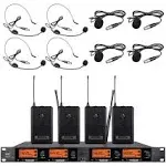 Frequency B Wireless Microphone System 4 Channel 4 Lavalier 4 Bodypacks 4 Lapel