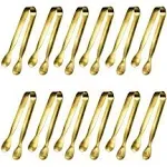 JCREN 12 Pcs Tongs Serving Tongs Stainless Steel Tongs for Serving Food gold