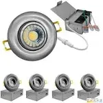 3" Brushed Nickel Recessed Gimbal Canless Downlight | NUWATT 4 Pieces