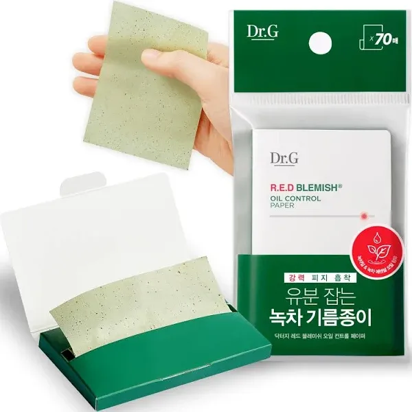 Dr.G Red Blemish Korean Oil Control Paper, 70pk - Oil Blotting Sheets for Face, Blotting Papers for Face, Oil Absorbing Sheets for Face, Oil Blotting Paper For Oily Skin, Blotting Paper for Face