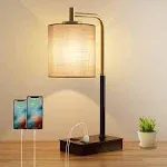 Touch Control Table Lamp, 3-Way Dimmable Modern Bedside Lamp with USB Port an...