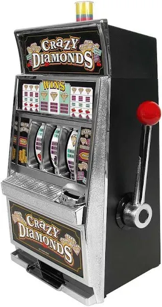 Crazy Diamonds Casino Slot Machine Toy Coin Bank w/ Lights &amp;  Reels /coins