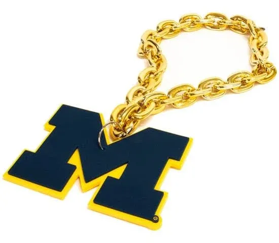 Michigan Wolverines Touchdown Fan Chain 10 Inch 3D Foam Gold Necklace