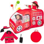 Fire Truck Pop up Play Tent | Siren Sound Button | Firefighter Costume, Jacket &amp;