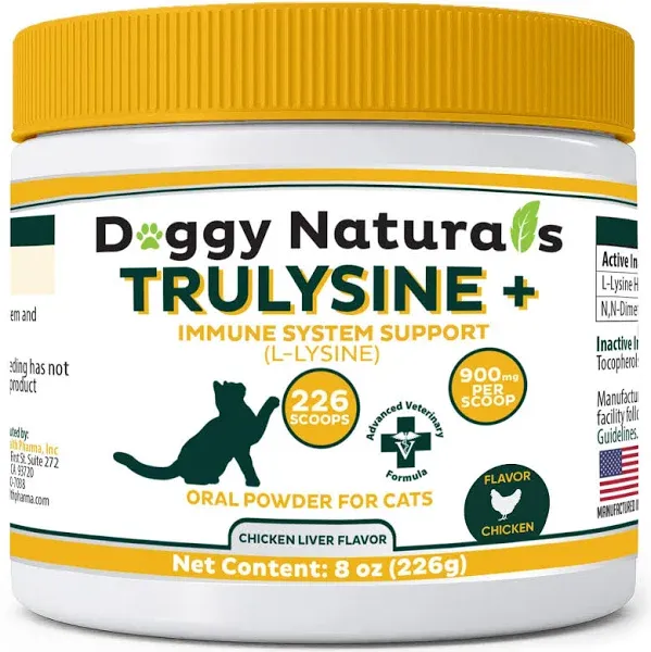 Pet Health Pharma Trulysine Plus L-Lysine for Cats Immune Support Oral Powder 8oz/226g - Cats & Kittens of All Age, Sneezing, Runny Nose Squinting