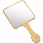 Jasefa Handheld Mirror ,Natural Bamboo Hand Mirror with, 6.3" W x 11.8" L