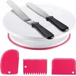 Kootek Cake Decorating Kit Baking Supplies Cake Turntable with 2 Frosting Straight Angled Spatula 3 Icing Smoother Scrapers Baking Accessories Tools