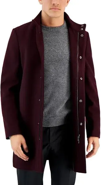 $495 Calvin Klein Men&#039;s Red Mayden Slim-Fit Over Coat Jacket Size 36R