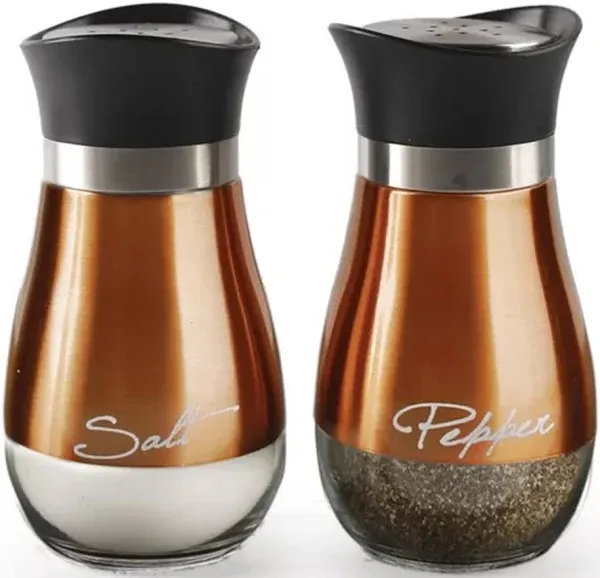 Cafe Contempo Copper and Glass 2 Pc Salt and Pepper