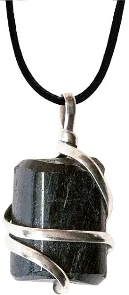 Raw Black Tourmaline Crystal Healing Pendant Necklace –Protection Negative Energy Cleanser Natural Stress Aid Soothe Mind Emotions - Authentic Wrapped Tumble Stone Chakra Healing Charm