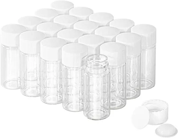 10ml Clear Glass Vial 20pcs with white Screw cap and inner plug 20pcs, leak-proof Glass Bottle Sealed Sample Vials