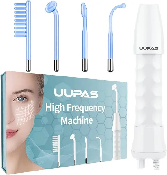 High Frequency Wand - UUPAS Portable 4 in 1 Blue High Frequency Skin Facial Machine with 4 Pcs Tubes for Home Use - Skin Tightening Machine for Acne