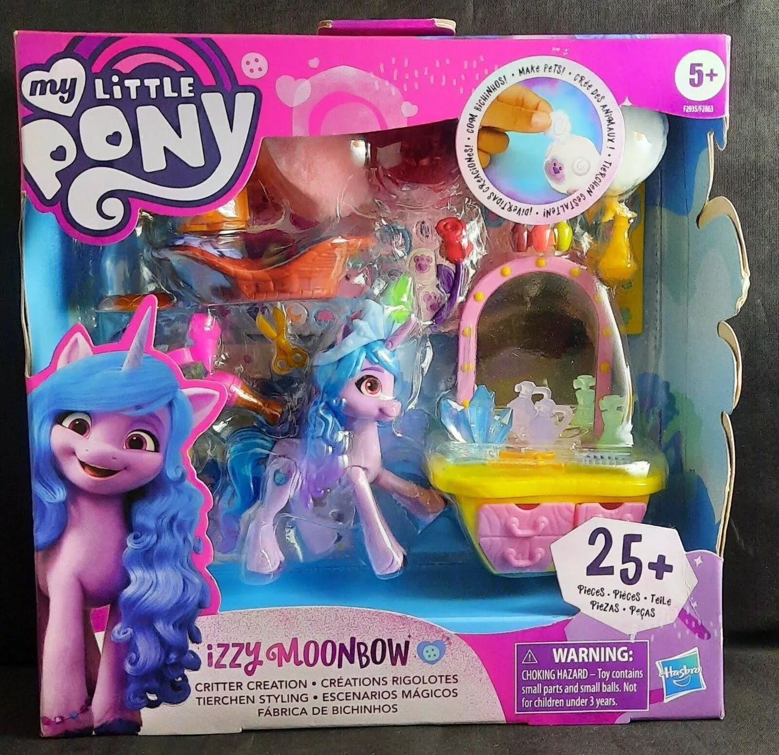 My Little Pony: A New Generation Film Story Scenes Critter Creation Izzy Moonbow – 25 Accessories and Pony Toy, F2935