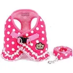 SELMAI Puppy Cat Small Girl Dog Dots Vest Harness Leash Set