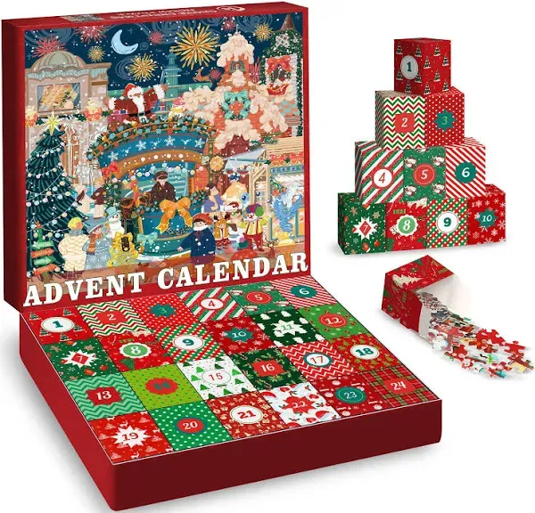 Jigsaw Puzzle Advent Calendar Puzzle for Adults 1000 Pieces, Countdown to Christmas Calendar Jigsaw Puzzles, Holiday Puzzle for Christmas Decorations