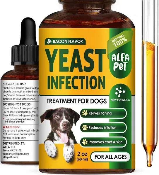 Natural Yeast Infection Treatment for Dogs • Itch Relief • Dog Allergy Relief • Inflammation Relief • Dog Ear Infection • Yeast Infection Treatment for Dogs • Dog Ear Infection Treatment • 2 Oz