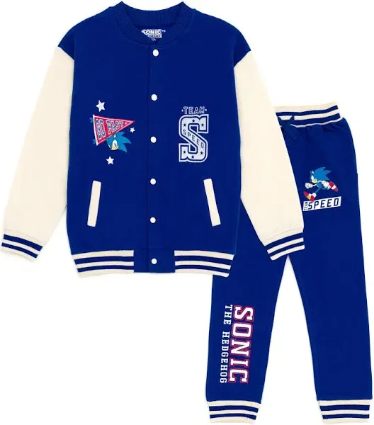 SEGA Sonic the Hedgehog Fleece Bomber Jacket and Jogger Pants Little Kid to Big Kid Sizes (4-14-16)