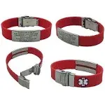 Silicone Sport Medical Alert ID Bracelet - Custom Engraved! Choose Your Color!, Red