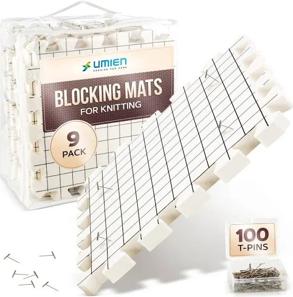 UMIEN™ Blocking Mats for Knitting 9-Pack - Extra Thick White, Black 