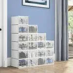 YITAHOME XL Shoe Storage Box, 18 Pcs Shoe Storage Organizers Stackable Shoe Storage Box Rack Containers Drawers - White (X-Large Size-Fit for All